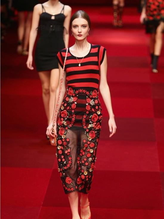 Dolce & Gabbana Tops - Dolce and Gabbana silk Red and Black Striped Top